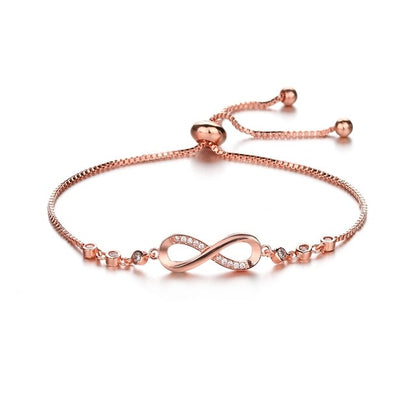 Pulsera de cristal de lujo de color plateado con dijes infinitos ajustables para mujer, joyería de moda.
