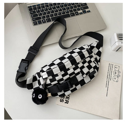 Black And White Crossbody Waist Bag - BAGMODA