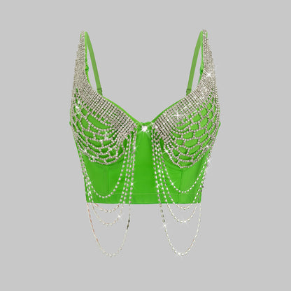 Rückenfrei mit schwerem Perlen- und Strass-Design