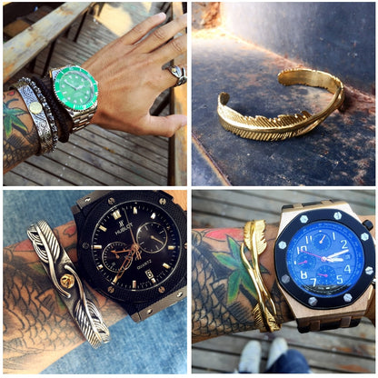 Pulseras de acero inoxidable para mujer, brazalete vikingo con águila y plumas, joyería de moda para hombre.