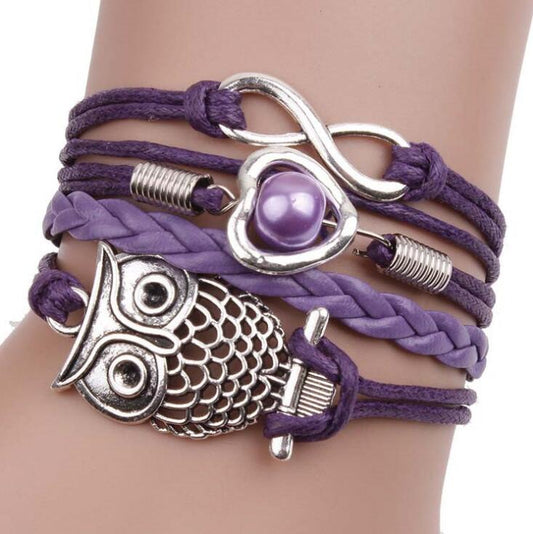 Bracelets on hand Infinity Owl Pearl Friendship Multilayer Charm Leather Bracelets