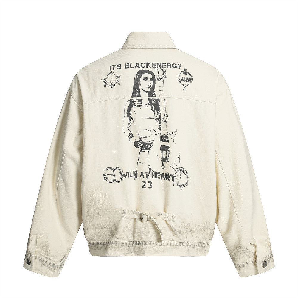 Hip Hop Print Denim Jacket