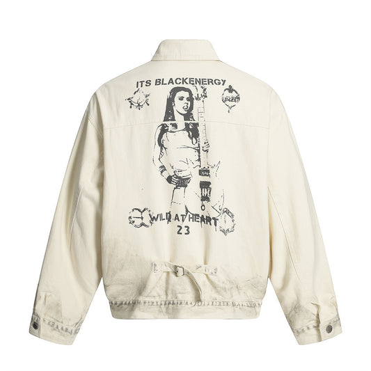 Hip Hop Print Denim Jacket