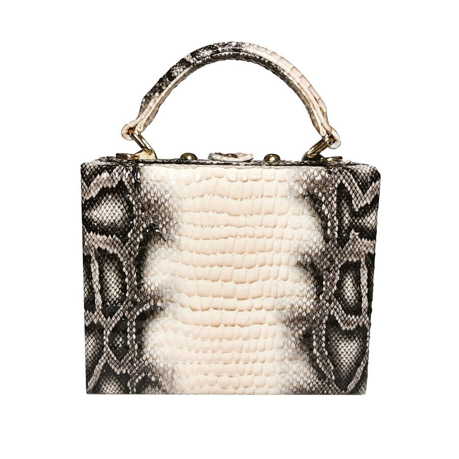 Snake Print Box Handbag