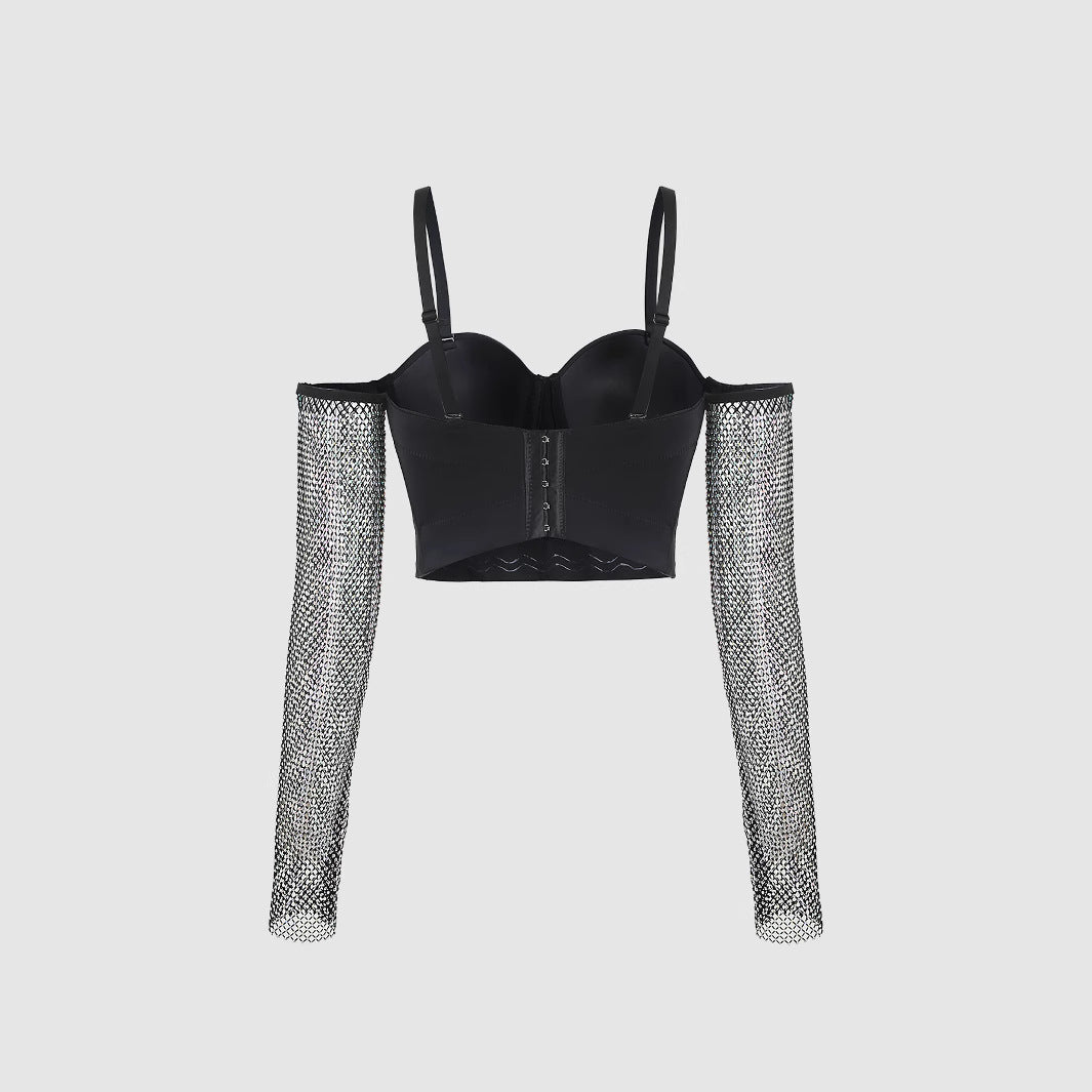 Sexy Bone Bralette with Hollow-out Sheer Mesh Straps