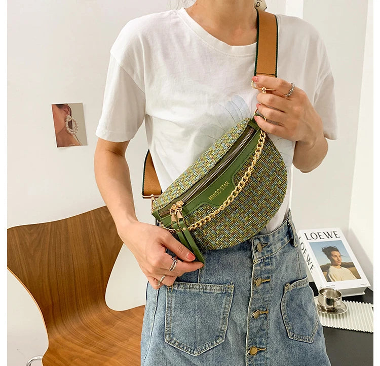 Woven Chest Crossbody Bag