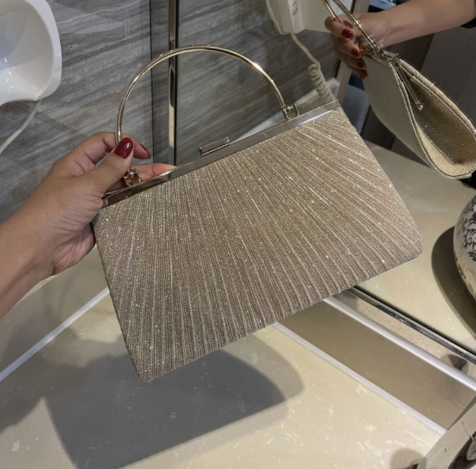 Pleated Shiny Evening Handbag