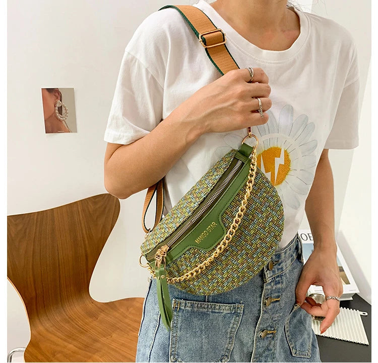 Woven Chest Crossbody Bag