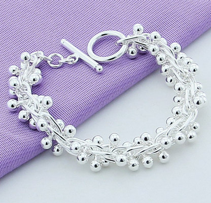 Joyería de plata de ley 925 para mujer, pulseras y brazaletes con dijes de uva en plata maciza 925, regalo para mujer.