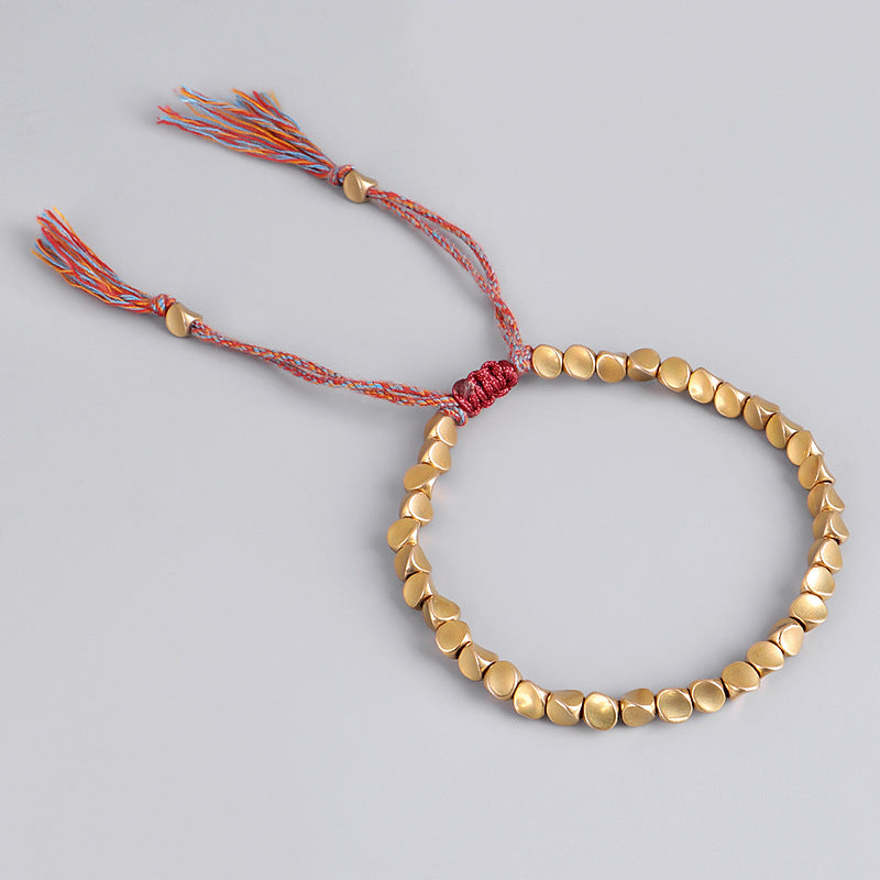 Handmade Tibetan Buddhist Braided Cotton Copper Beads Lucky Rope Bracelet & Bangles For Women Men Thread Bracelets