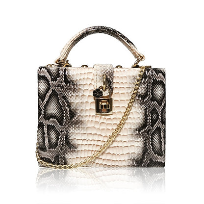 Snake Print Box Handbag - BAGMODA