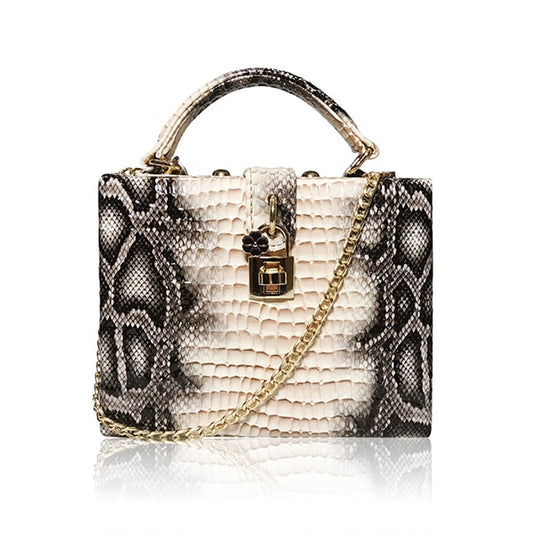 Snake Print Box Handbag