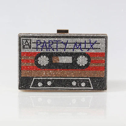 Retro Crystal Cassette Clutch - BAGMODA