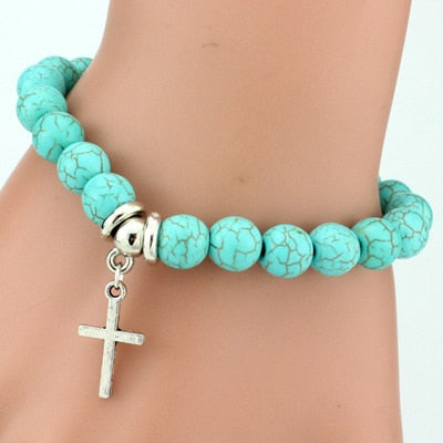 Vintage Boho Charm Bracelets Bangles Women Natural Stone Tree of Life Elephant Owl Pendant Bead Bracelet Men Jewelry