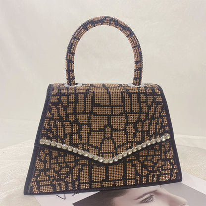 Crocodile Pattern Rhinestone Square Bag - BAGMODA