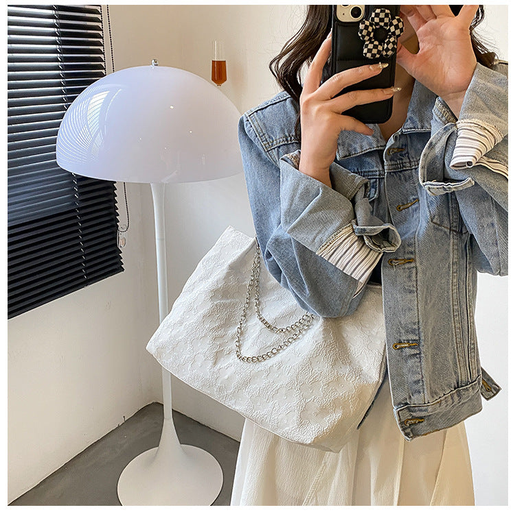 Embossed Chain Tote Bag