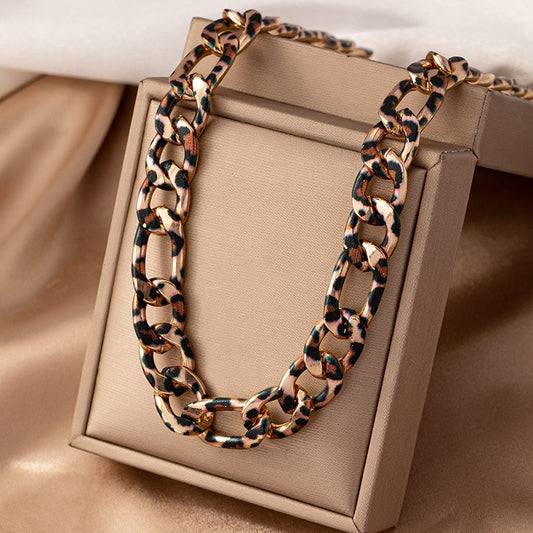 WildCharm Leopard Print Alloy Choker