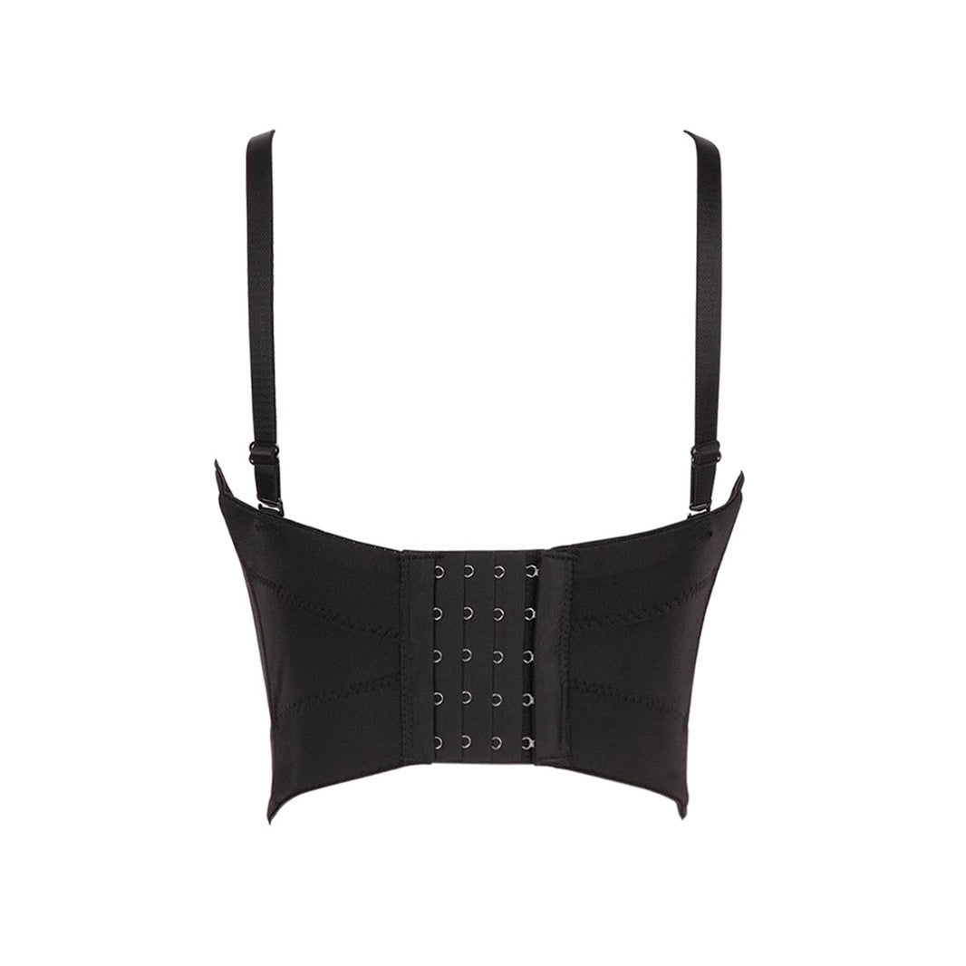 Sexy Waist-Baring Chain Decorated Mini Camisole Bralette with Boning Design