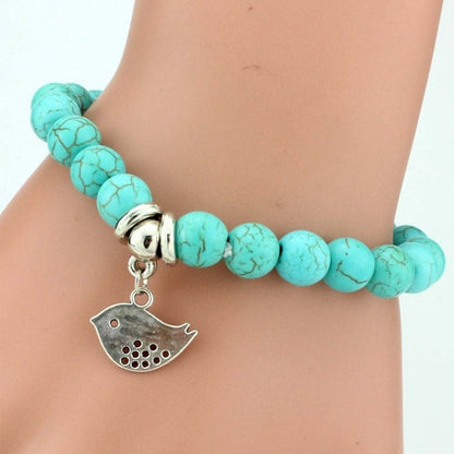Pulseras vintage bohemias con dijes, brazaletes para mujer, piedra natural, árbol de la vida, elefante, búho, colgante, pulsera de cuentas, joyería para hombre 