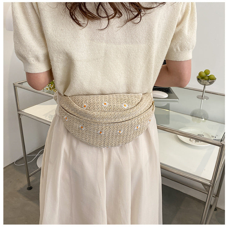 Summer Straw Waist Bag