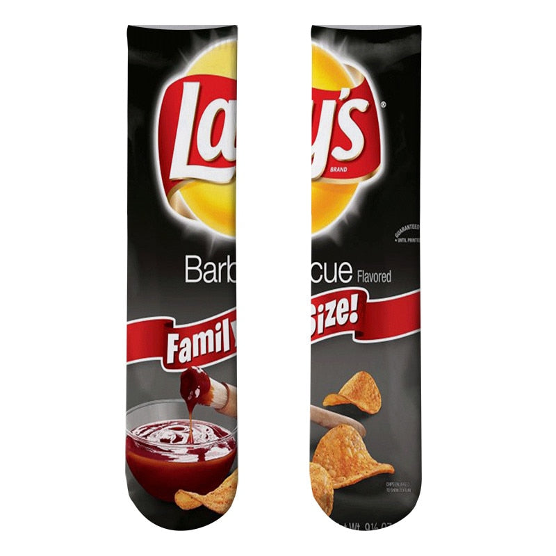 Harajuku Kawaii Socks Man Cotton Cartoon Food Print
