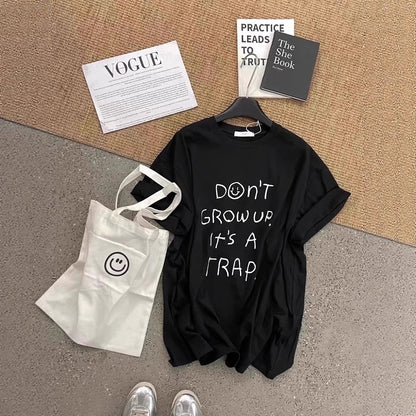 Short Sleeve Cotton Student Summer Wear  Loose Half-Sleeve Top Junior High School and High School Girls T-Shirt - BAGMODA