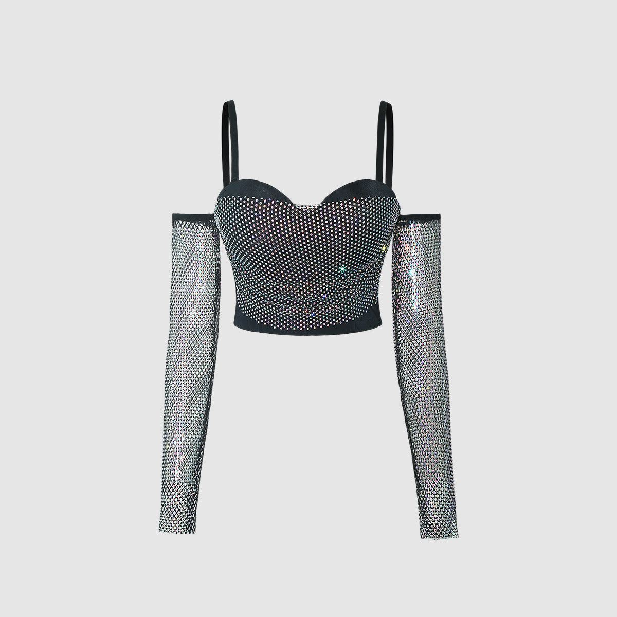 Sexy Bone Bralette with Hollow-out Sheer Mesh Straps