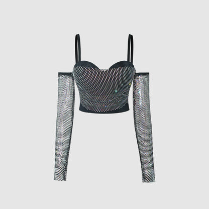 Sexy Bone-Bralette mit ausgehöhlten transparenten Netzträgern