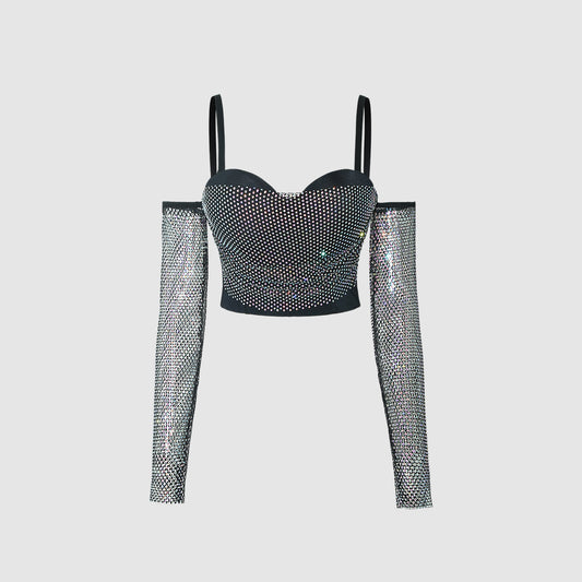 Sexy Bone Bralette with Hollow-out Sheer Mesh Straps