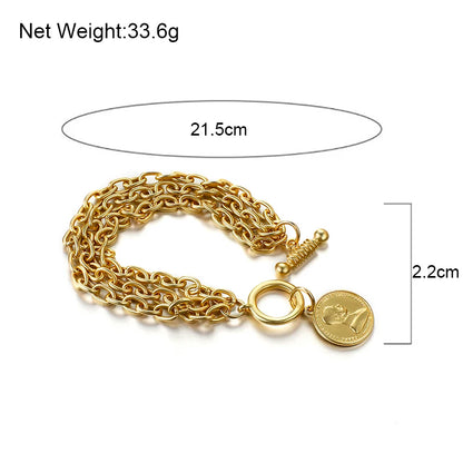 Pulseras de cadena con dijes para mujeres y hombres, pulseras de aleación de acero inoxidable.