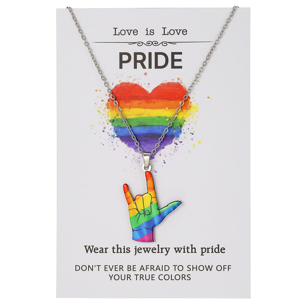 Stainless Steel Necklace Friendship Inspirational Color Printing Bracelet