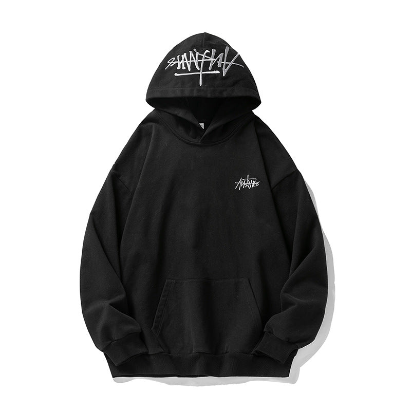 Fashion Hand-painted Letters Embroidered Hoodie Men