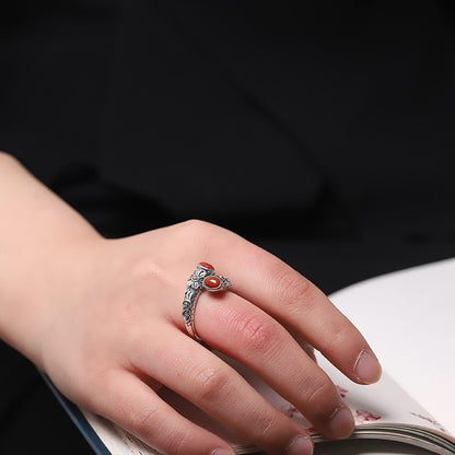 Anillo de ágata roja sureña de moda para mujer