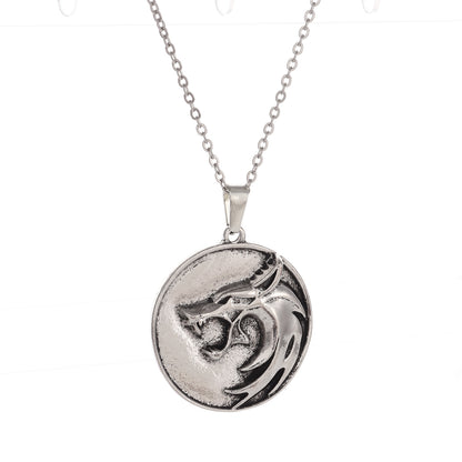 Collar con colgante de amigo de hip hop para hombre con tótem de cabeza de lobo cazador