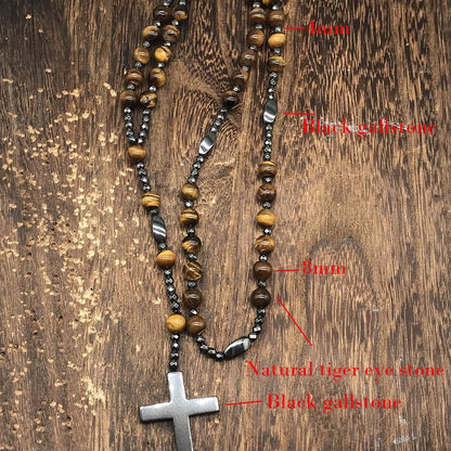 Collar para hombre con colgante de cruz religiosa