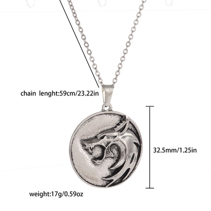 Collar con colgante de amigo de hip hop para hombre con tótem de cabeza de lobo cazador