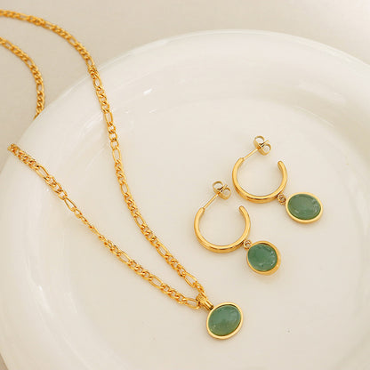Pendientes colgantes de aventurina verde natural francesa
