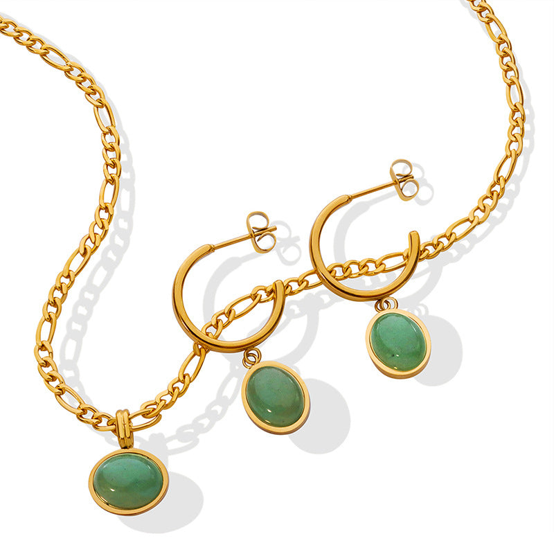 Pendientes colgantes de aventurina verde natural francesa