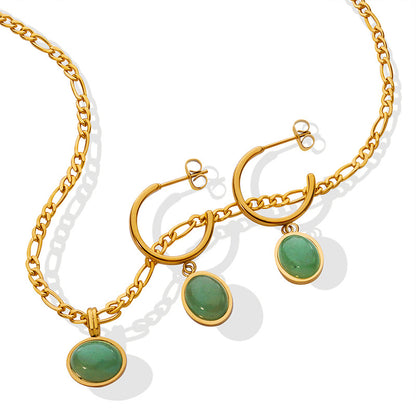 Pendientes colgantes de aventurina verde natural francesa