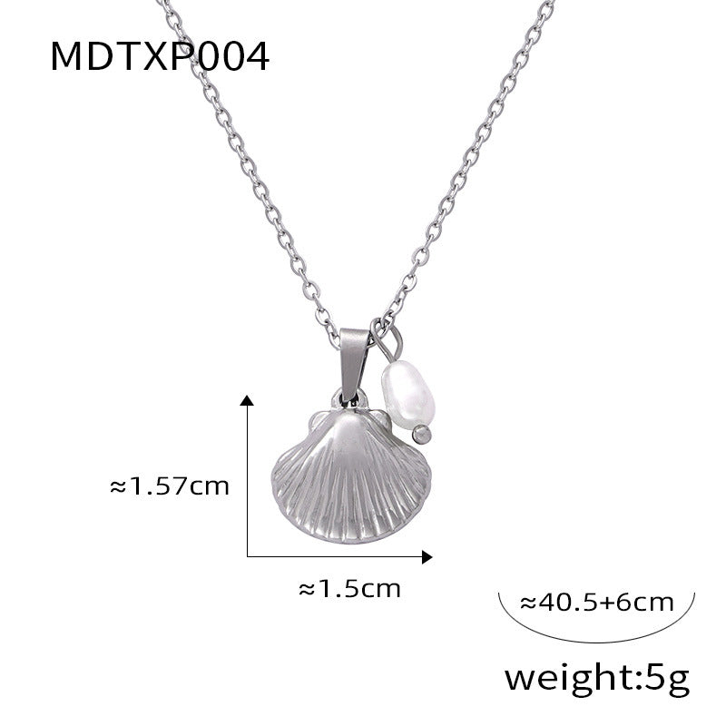 French Vintage Shell Jeweled Pendant Design Sense