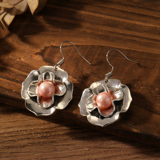 Vintage Flower Antique Silver Women's Earrings For Women