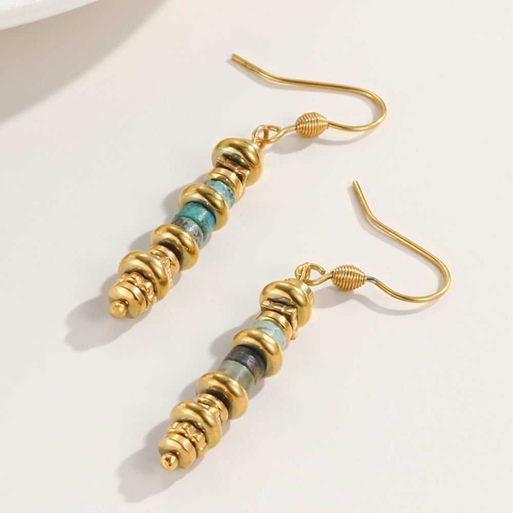 European And American Retro Titanium Steel Dangle Earrings