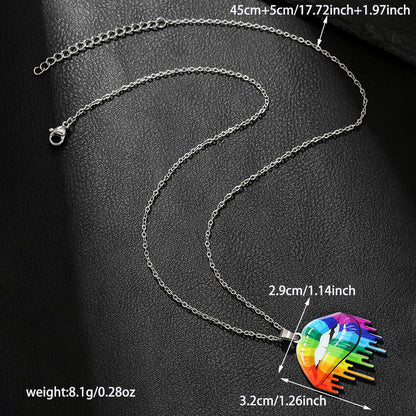 Collar de acero inoxidable con estampado de colores inspirador de la amistad.