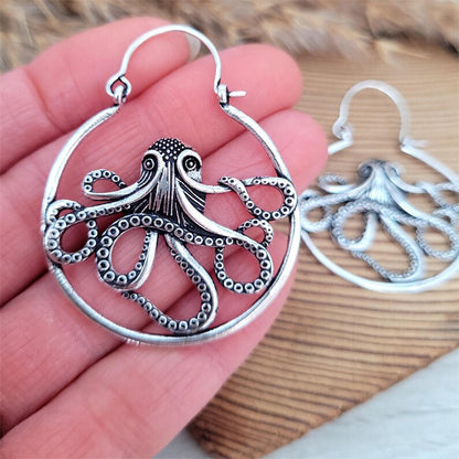 Pendientes de pulpo de aleación vintage con personalidad sencilla