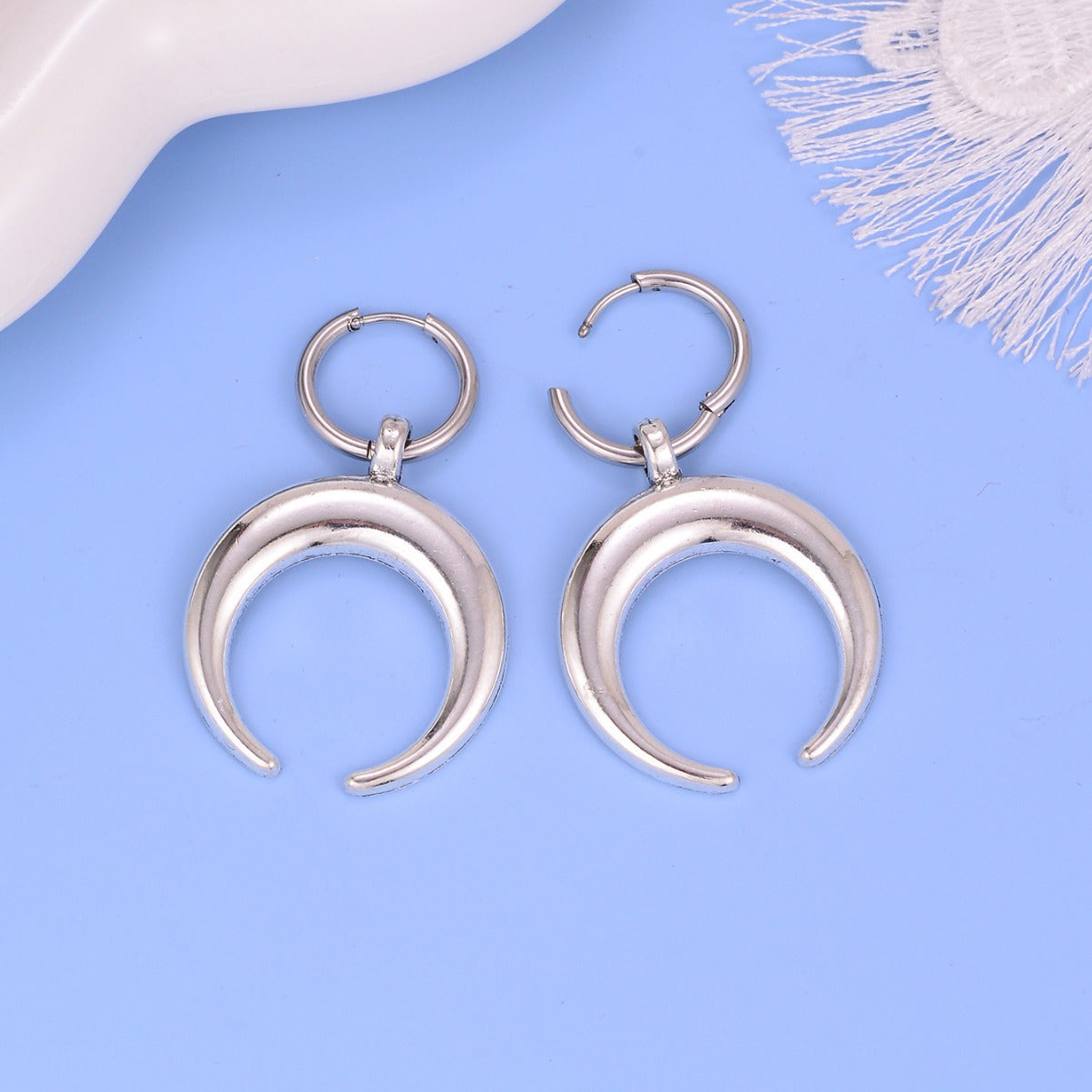 Alloy 18K Vintage Gothic Moon Big Hoop Earrings