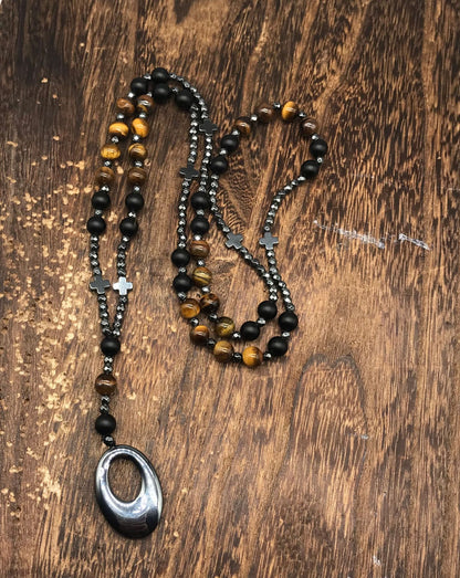Collar para hombre con colgante de cruz religiosa