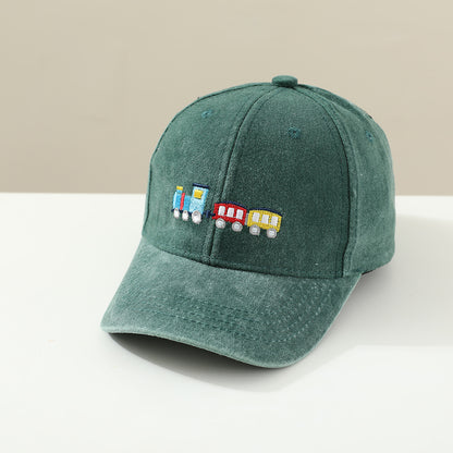 Gorra de béisbol con visera para niños pequeños, con cola pequeña, lavada y capa, a la moda