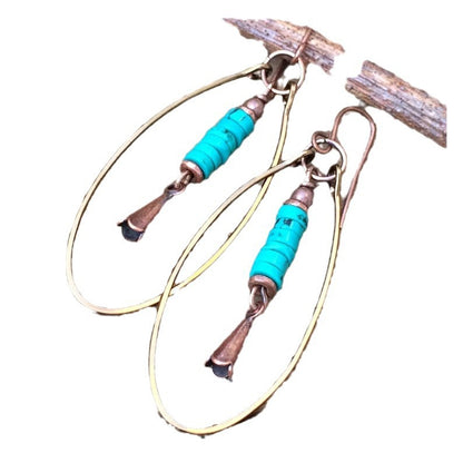 Böhmische Vintage Türkis Perlen Anhänger Schmuck Damen Ohrringe