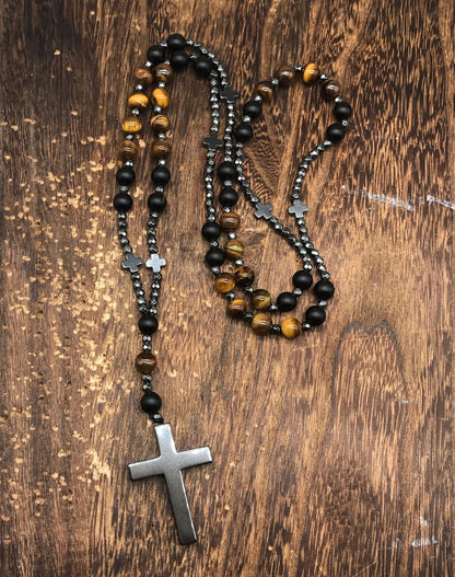 Collar para hombre con colgante de cruz religiosa