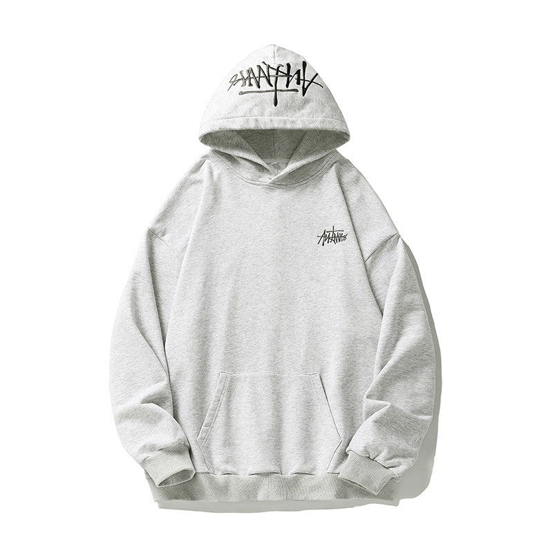 Fashion Hand-painted Letters Embroidered Hoodie Men